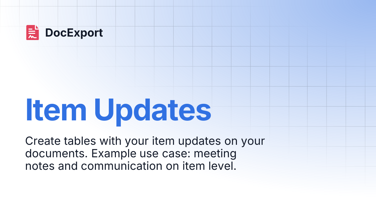 Item Updates | DocExport